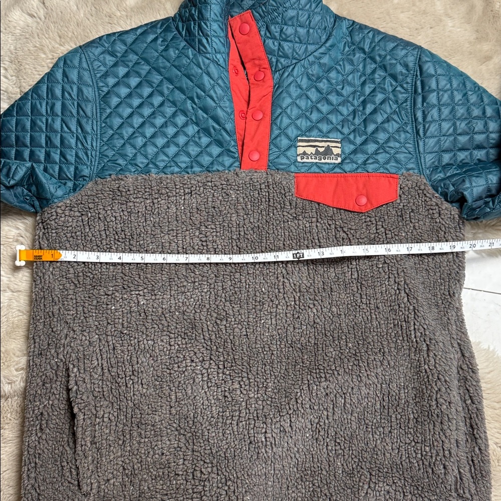 Patagonia Mixed Snap T Pullover Sweater Jacket Teal Grey Orange Quilted Small - Picture 11 of 12